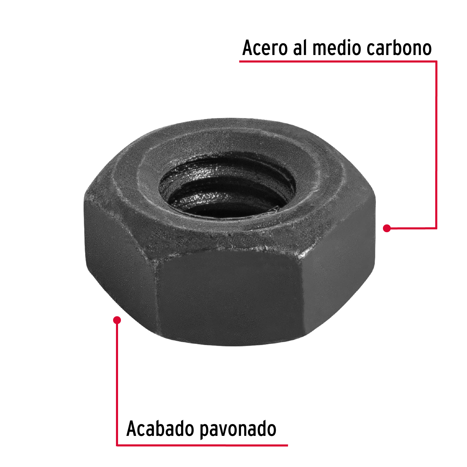 Tuerca hexagonal grado 5 de 1/4" bolsa 250 pzas