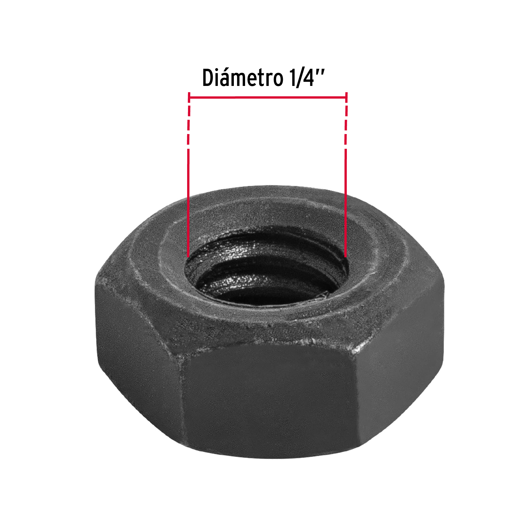 Tuerca hexagonal grado 5 de 1/4" bolsa 250 pzas