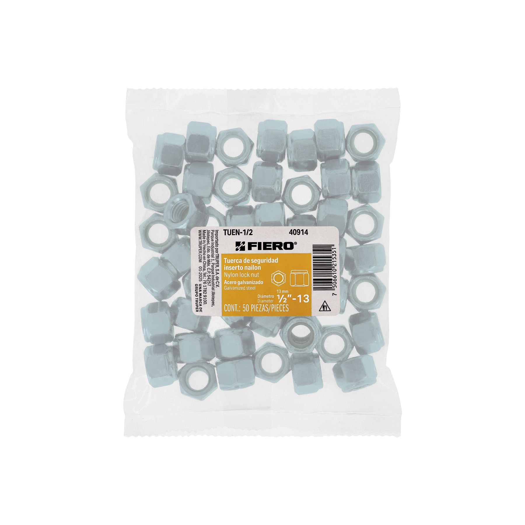 Bolsa con 50 tuercas de seguridad 1/2"