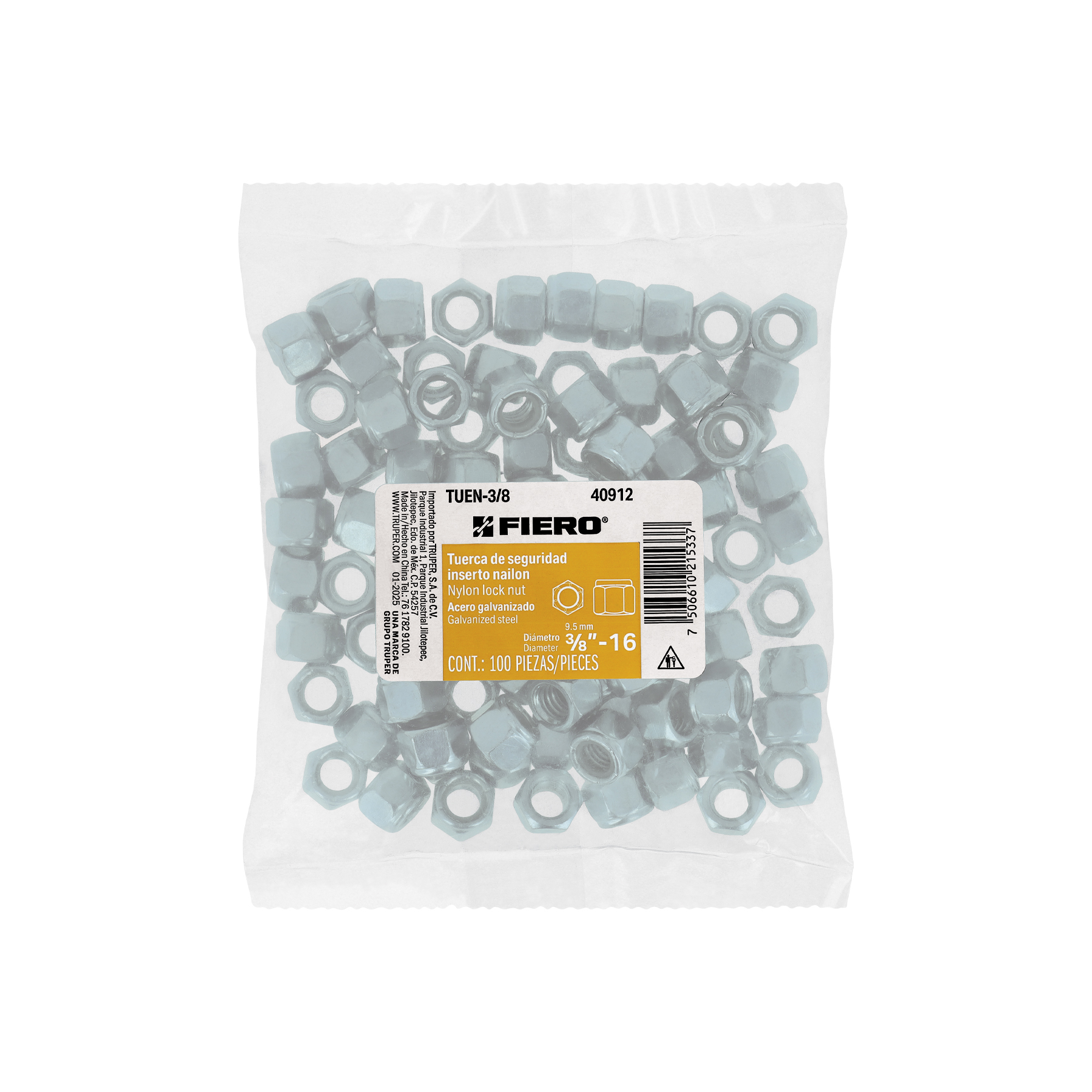 Bolsa con 100 tuercas de seguridad 3/8" FIERO