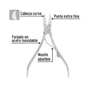 Alicate para pedicure 4-3/4"' cabeza curva