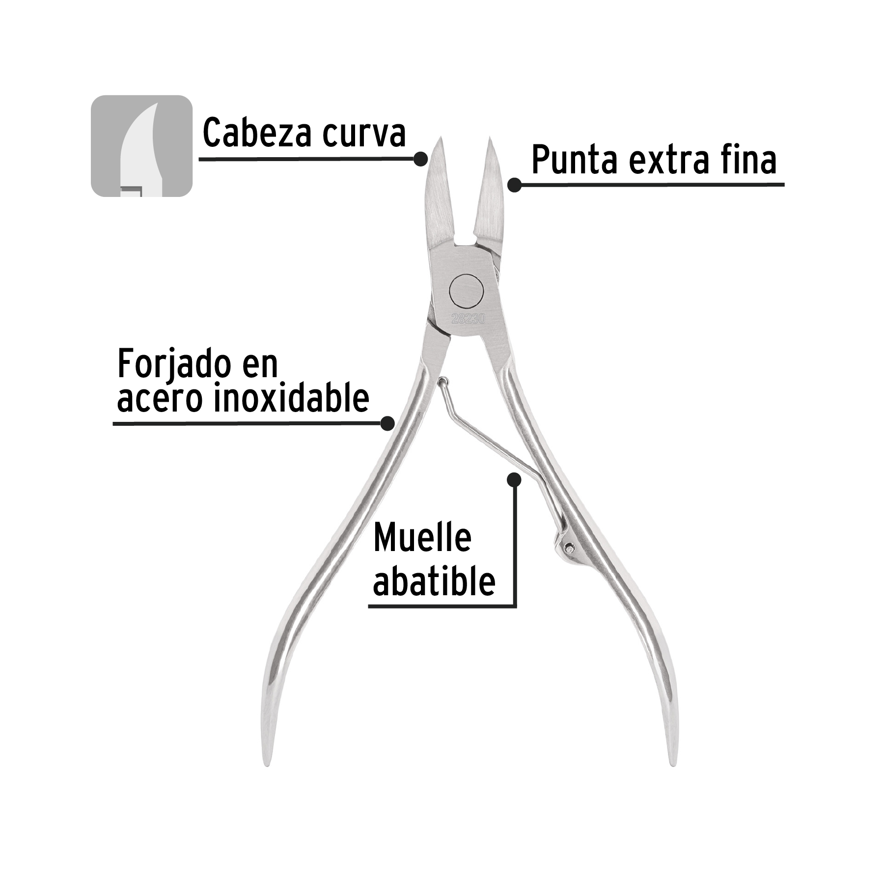 Alicate para pedicure 4-3/4"' cabeza curva