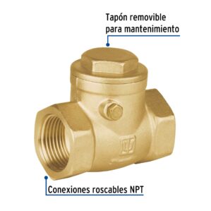 Valvula check horizontal de laton 3/4"