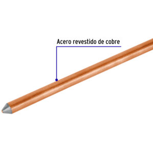Varilla de acero cobrizado a tierra 1/2" de 1.5m CFE