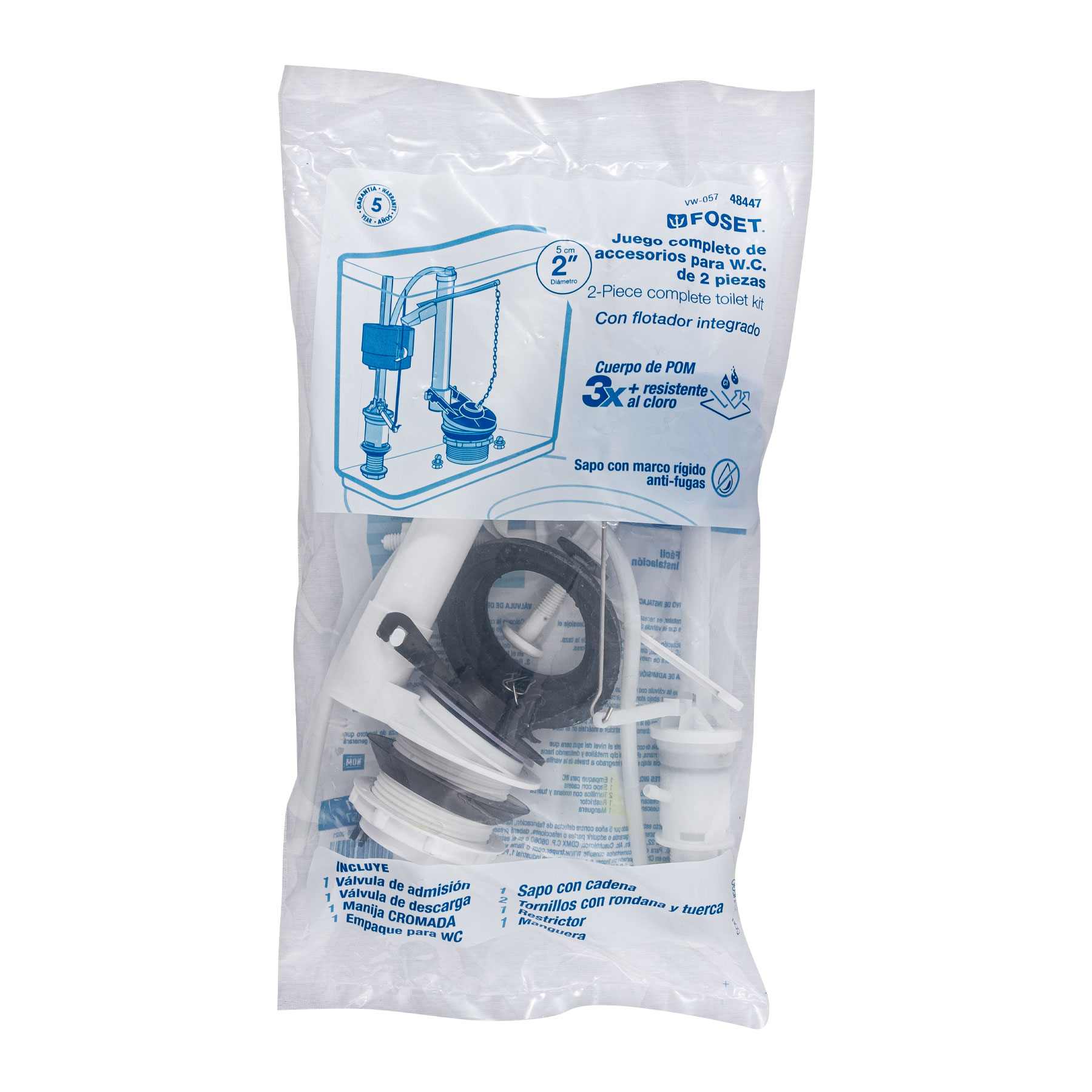 Juego de Accesorios para Tanque WC de 2" Flotador Vertical