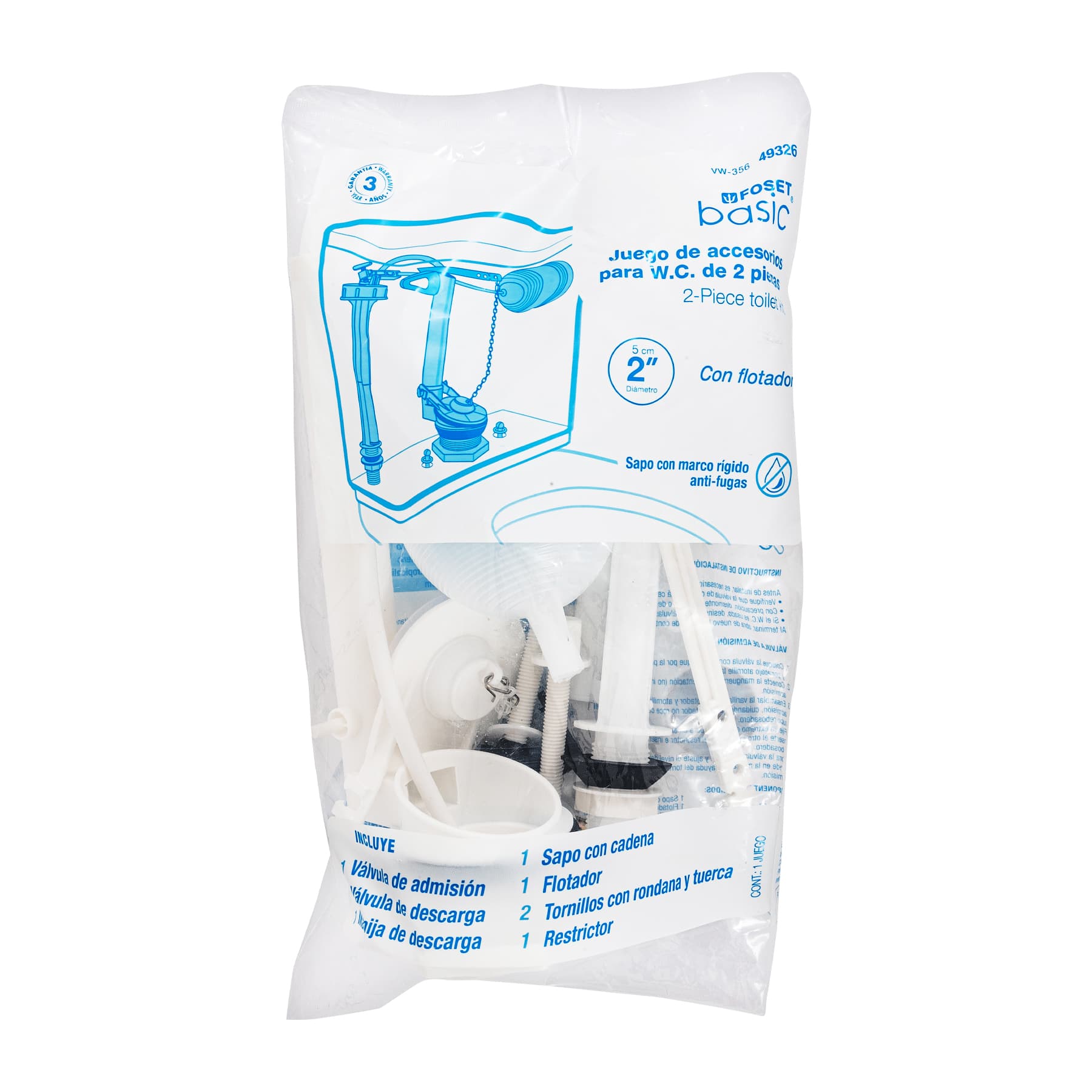 Juego de Accesorios para Tanque WC de 2" Economico