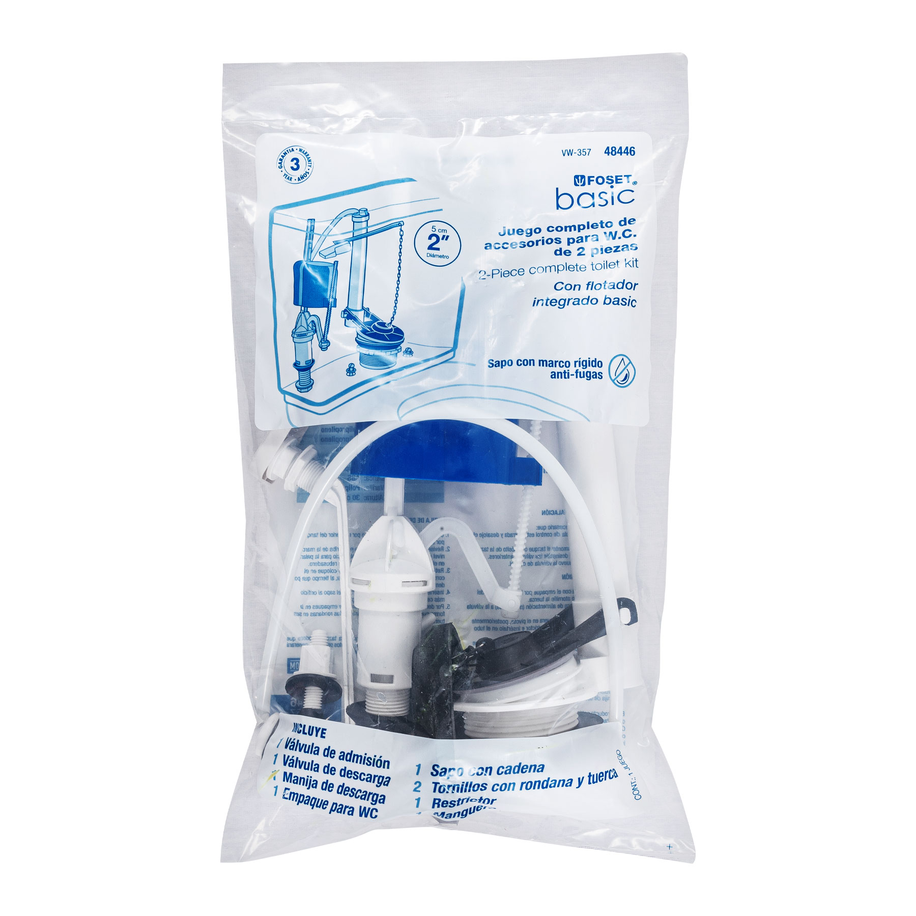 Juego de Accesorios para Tanque WC Valvula Flotador de 2"