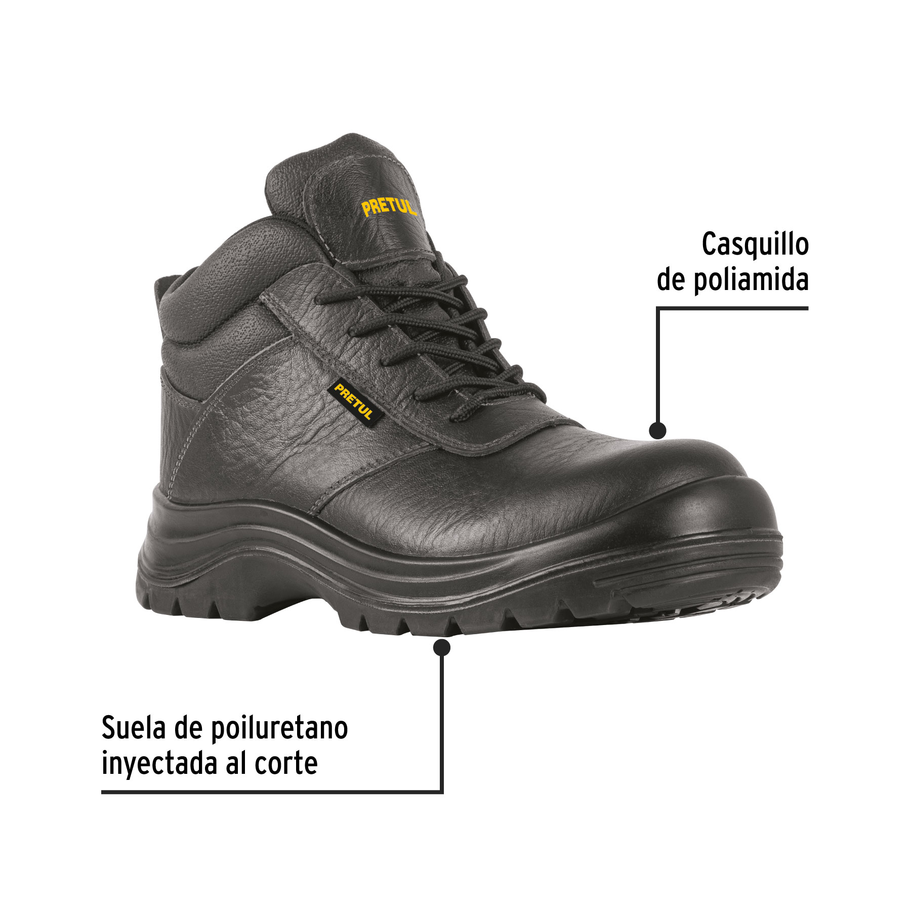 Zapato bota seguridad con casquillo #28 Negro